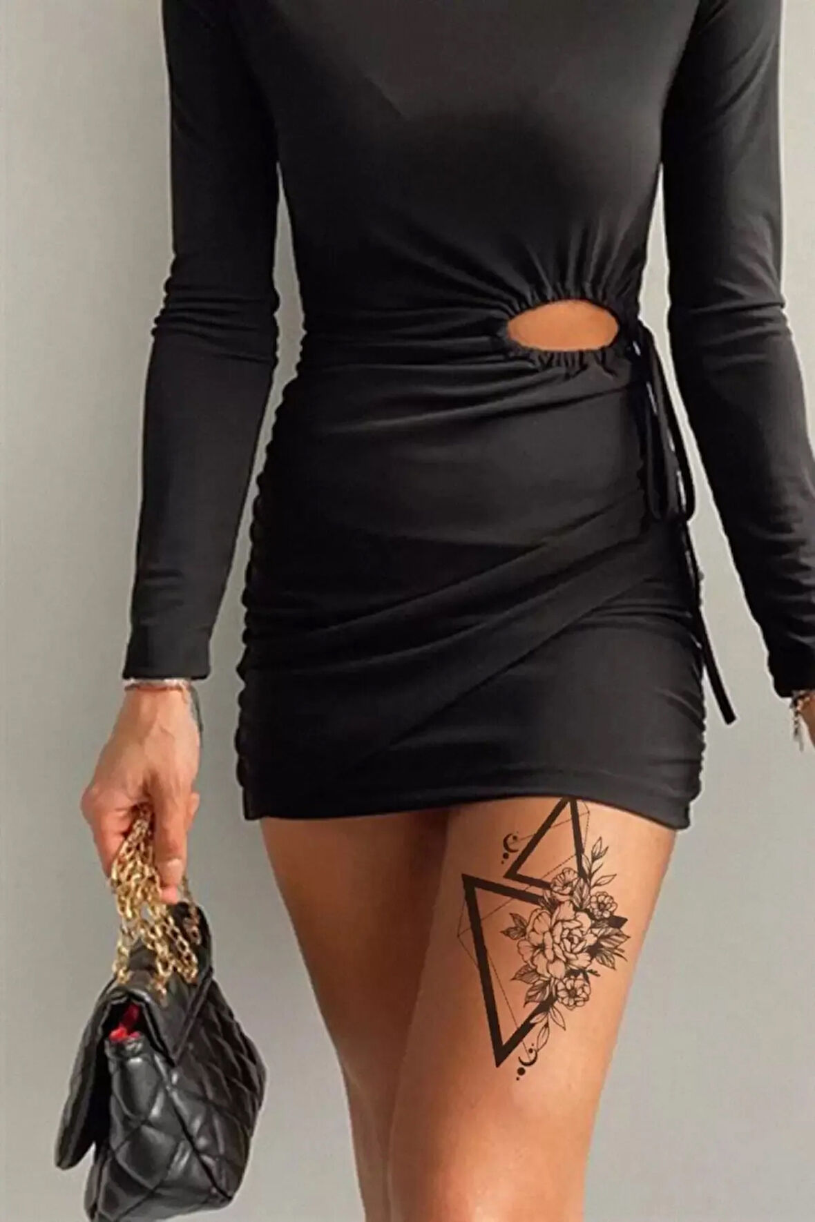 Caş Dekorasyon Üçgen ve Gül Geçici Dövme Tattoo