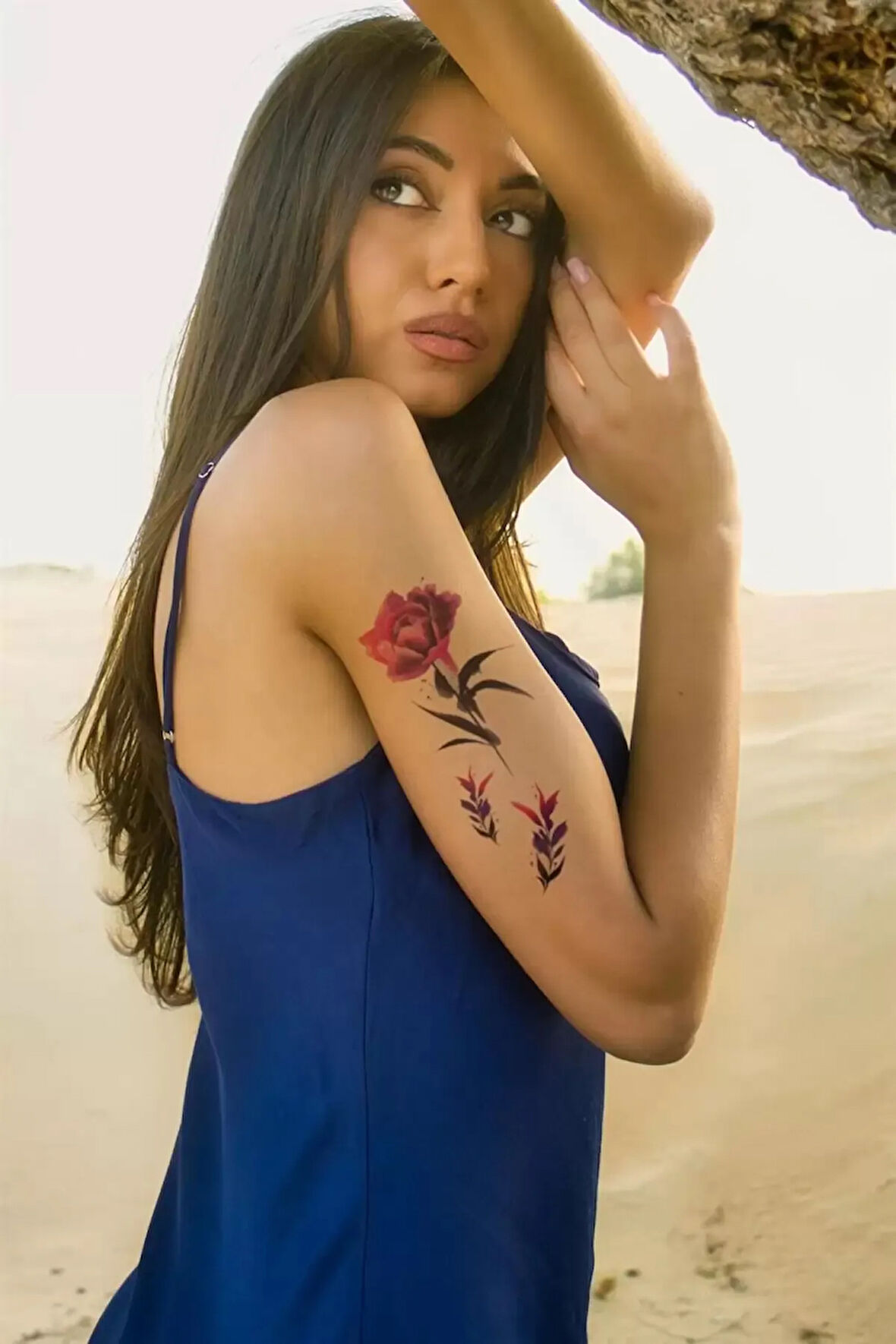 Caş Dekorasyon Gül ve Çiçek Geçici Dövme Tattoo