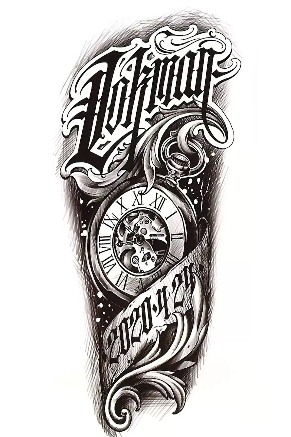 Caş Dekorasyon Saat Figürlü Geçici Dövme Tattoo