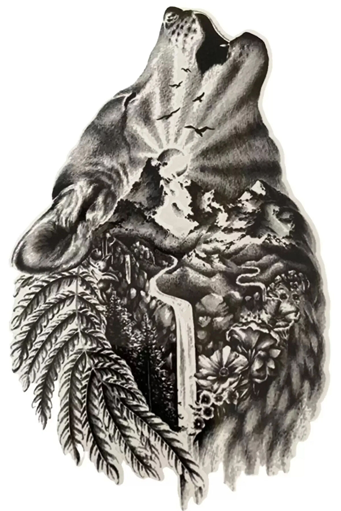 Caş Dekorasyon Kurt Figürlü Geçici Dövme Tattoo