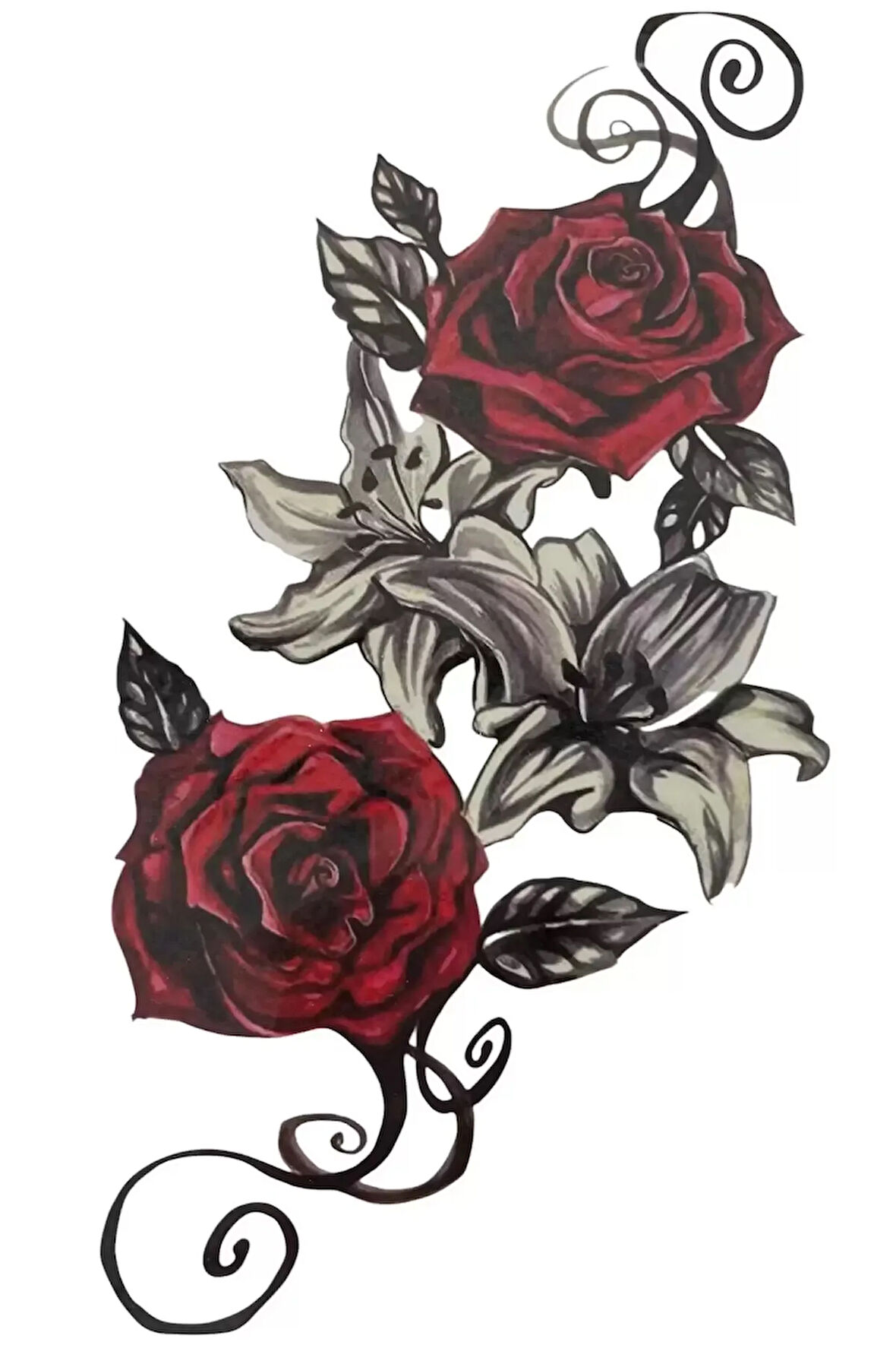 Caş Dekorasyon Gül Figürlü Geçici Dövme Tattoo