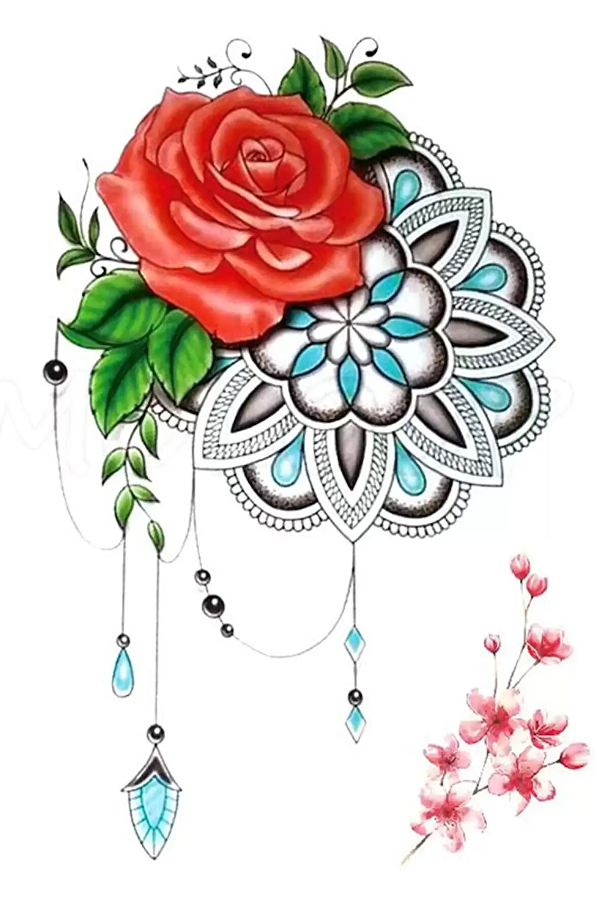 Caş Dekorasyon Geçici Karışık Figürlü Dövme Tattoo