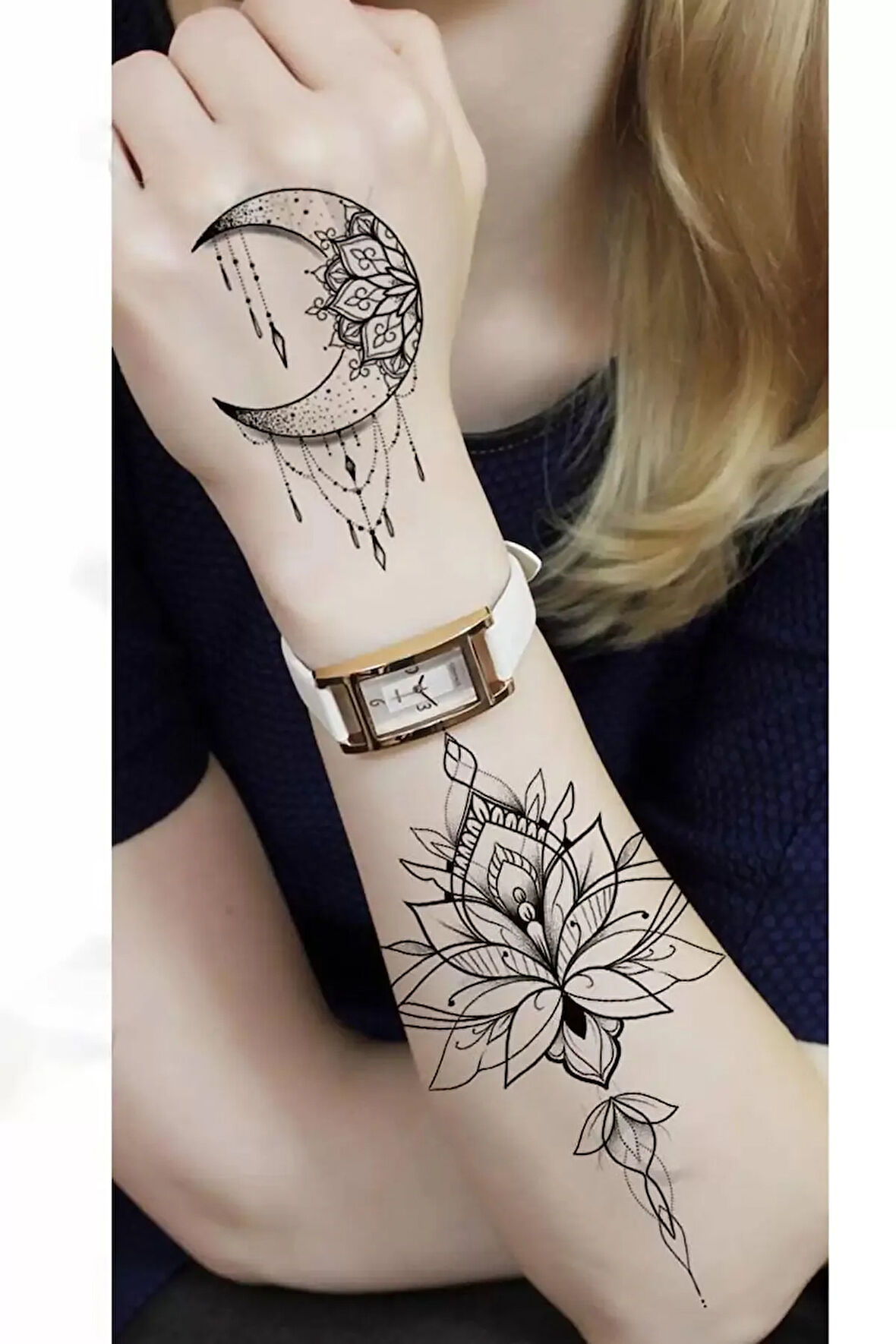 Caş Dekorasyon Çiçek Figürlü Geçici Dövme Tattoo