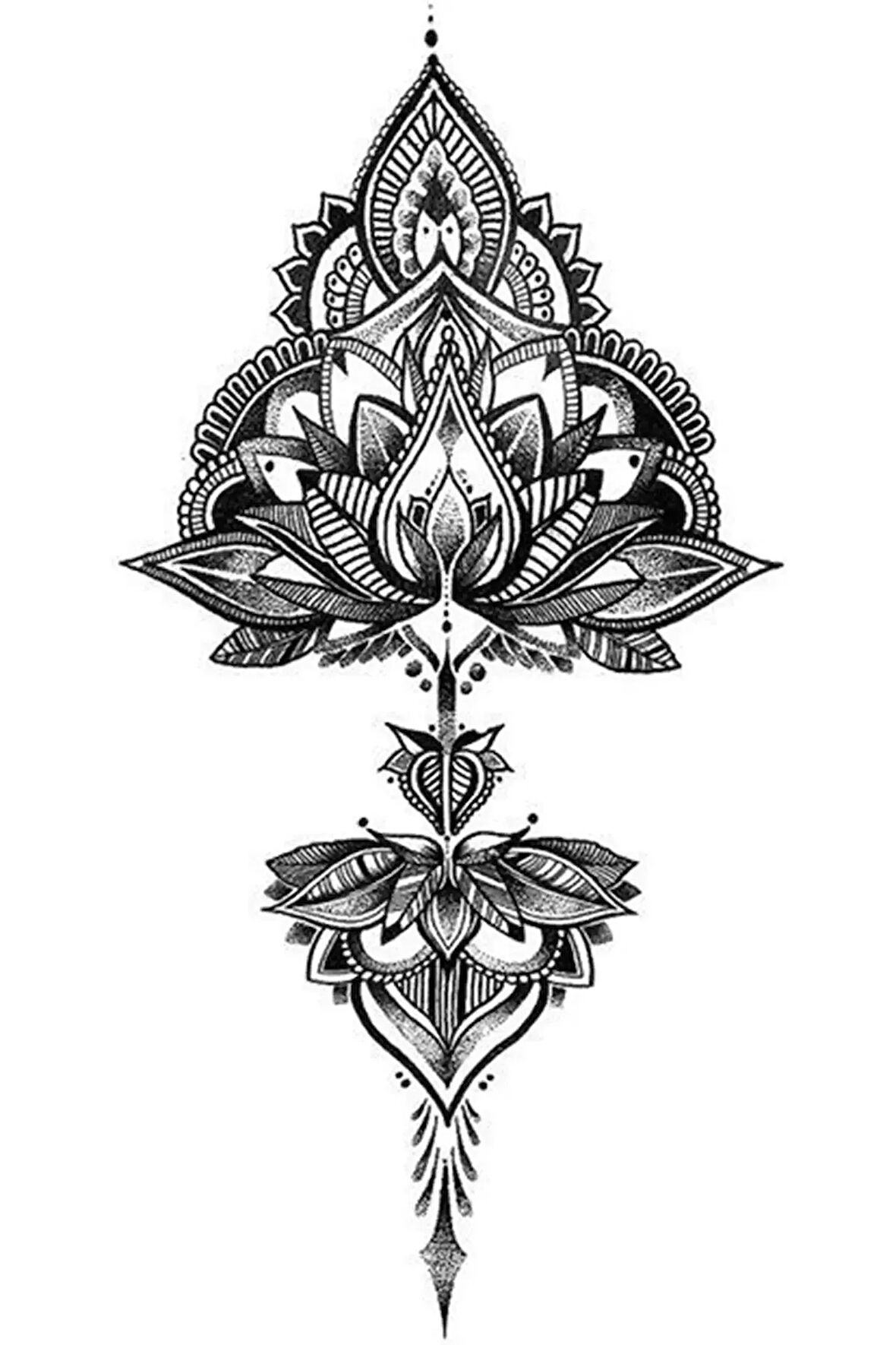 Caş Dekorasyon Lotus Figürlü Geçici Dövme Tattoo
