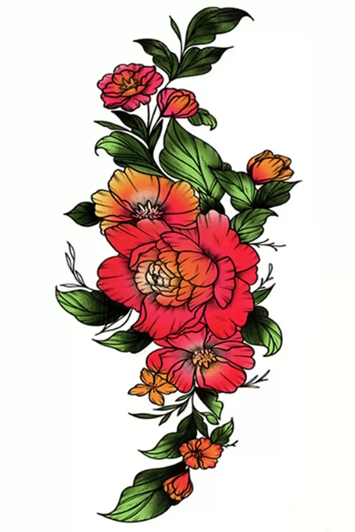 Caş Dekorasyon Çiçek Figürlü Geçici Dövme Tattoo
