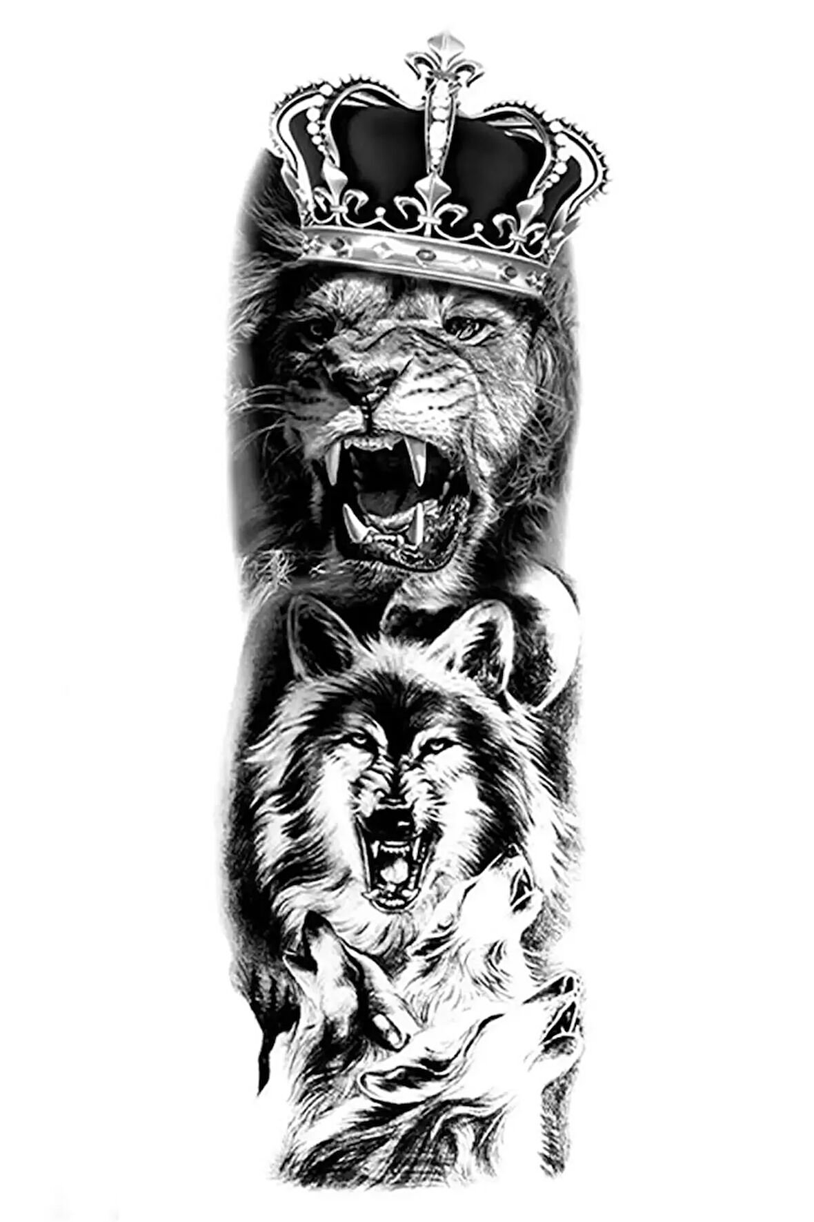 Caş Dekorasyon Geçici Aslan Ve Kurt Figürlü Dövme Tattoo
