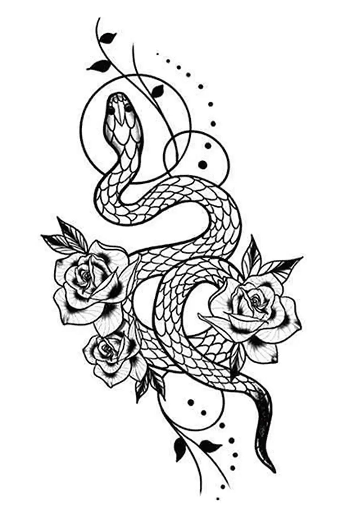 Caş Dekorasyon Yılan Figürlü Geçici Dövme Tattoo