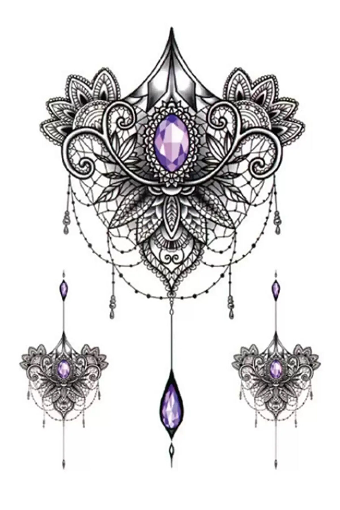 Caş Dekorasyon Lotus Figürlü Geçici Dövme Tattoo