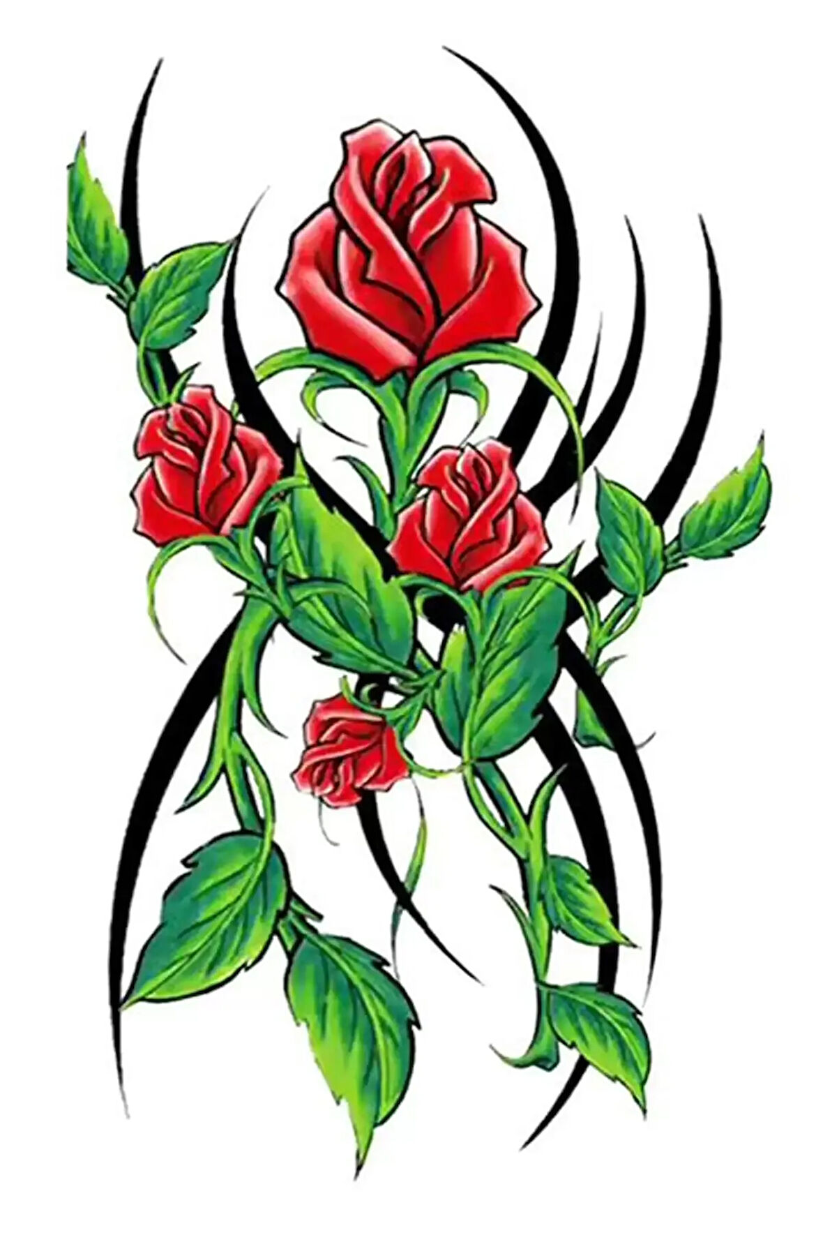 Caş Dekorasyon Gül Figürlü Geçici Dövme Tattoo