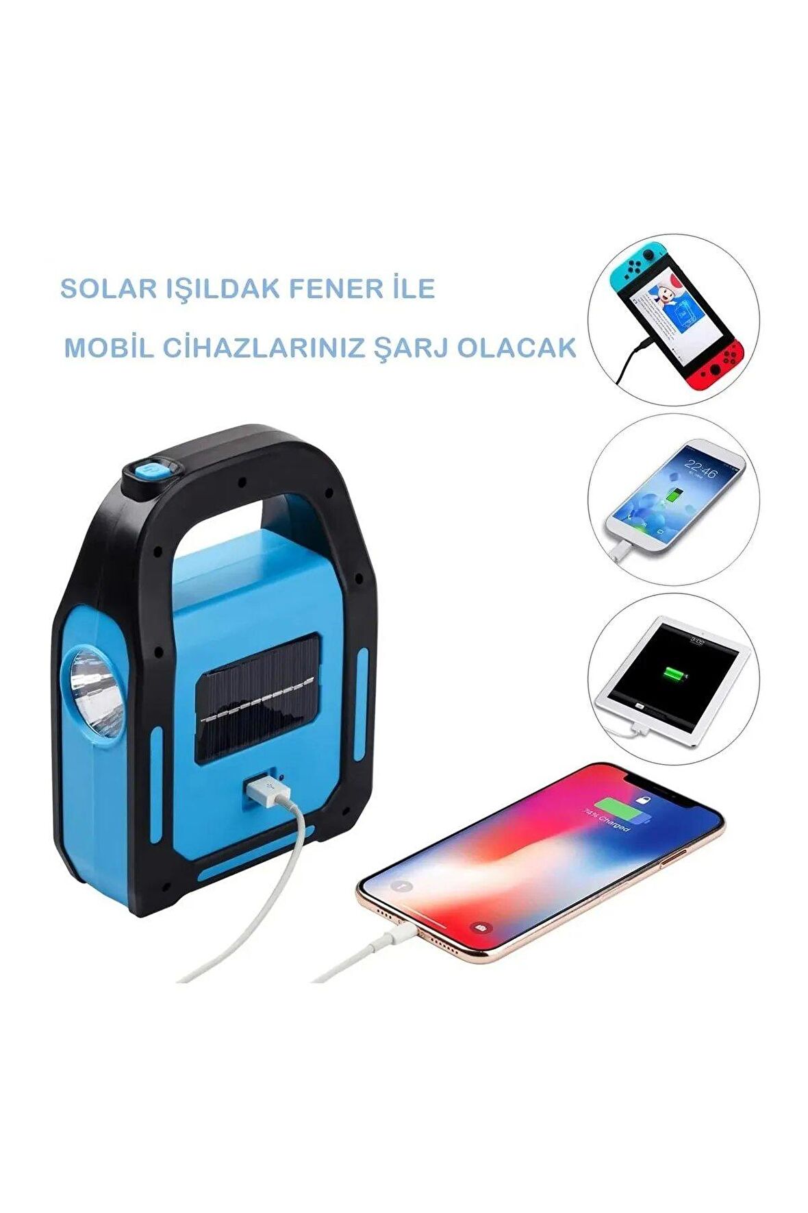 CATA CT 9955 HAZAR GÜNEŞ ENERJİLİ EL FENERİ IŞILDAK USB ŞARJ EDİLEBİLİR SOLAR  EL FENERİ - INGES