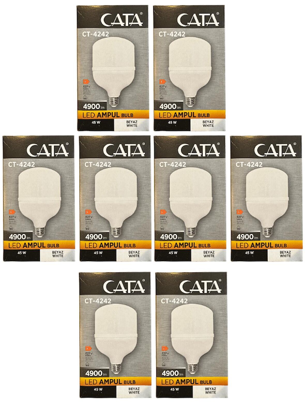 Cata CT-4242 45W 6400K (Beyaz Işık) E27 Duylu Led Torch Ampul (8 Adet)