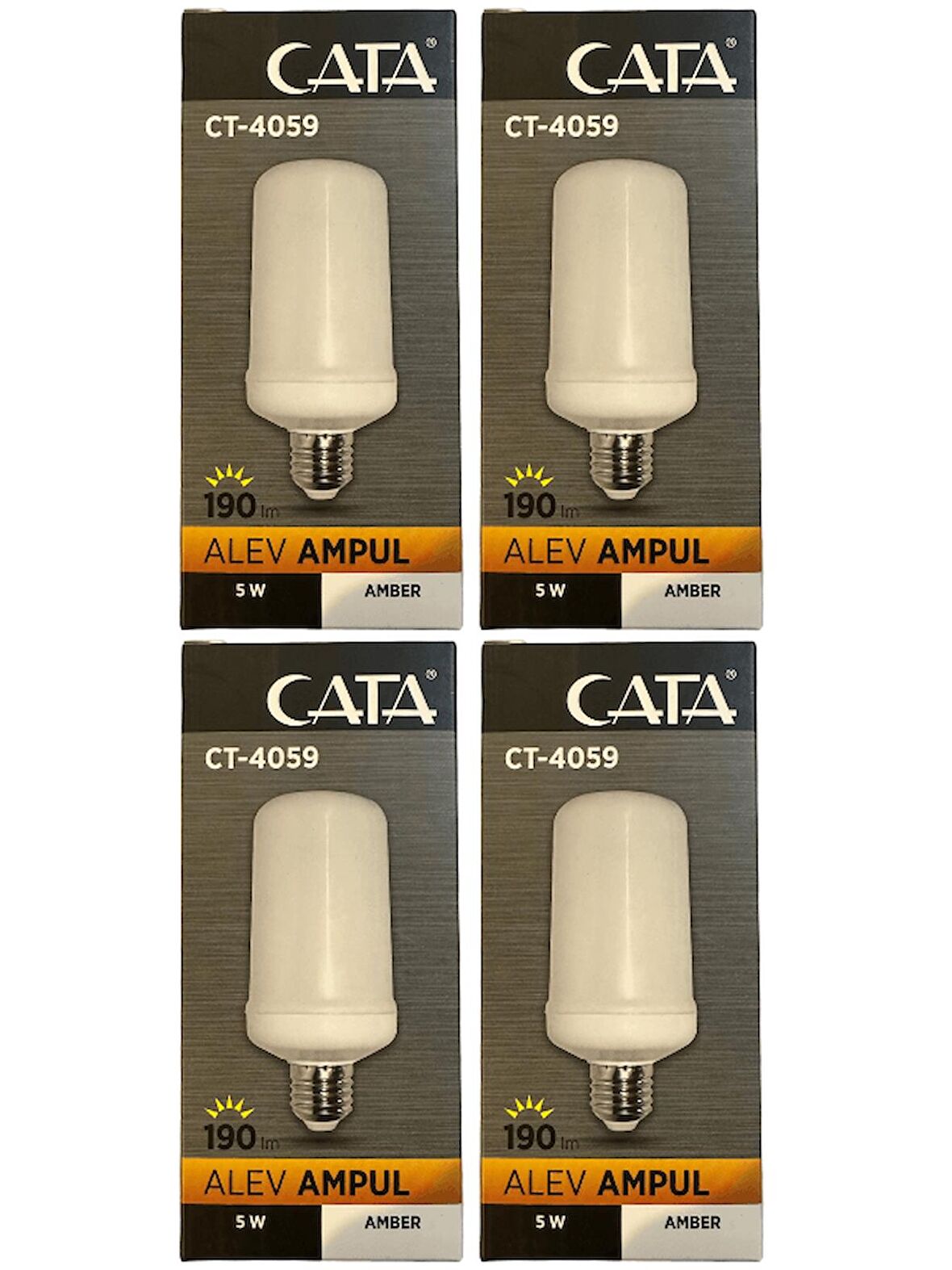 Cata CT-4059 5W (Amber Işık) E27 Duylu Led Alev Ampul (4 Adet)