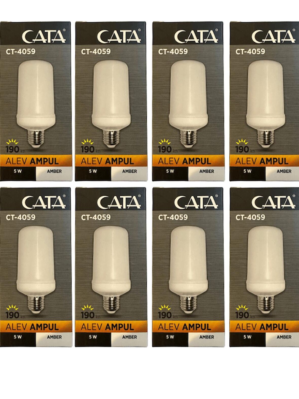 Cata CT-4059 5W (Amber Işık) E27 Duylu Led Alev Ampul (8 Adet)