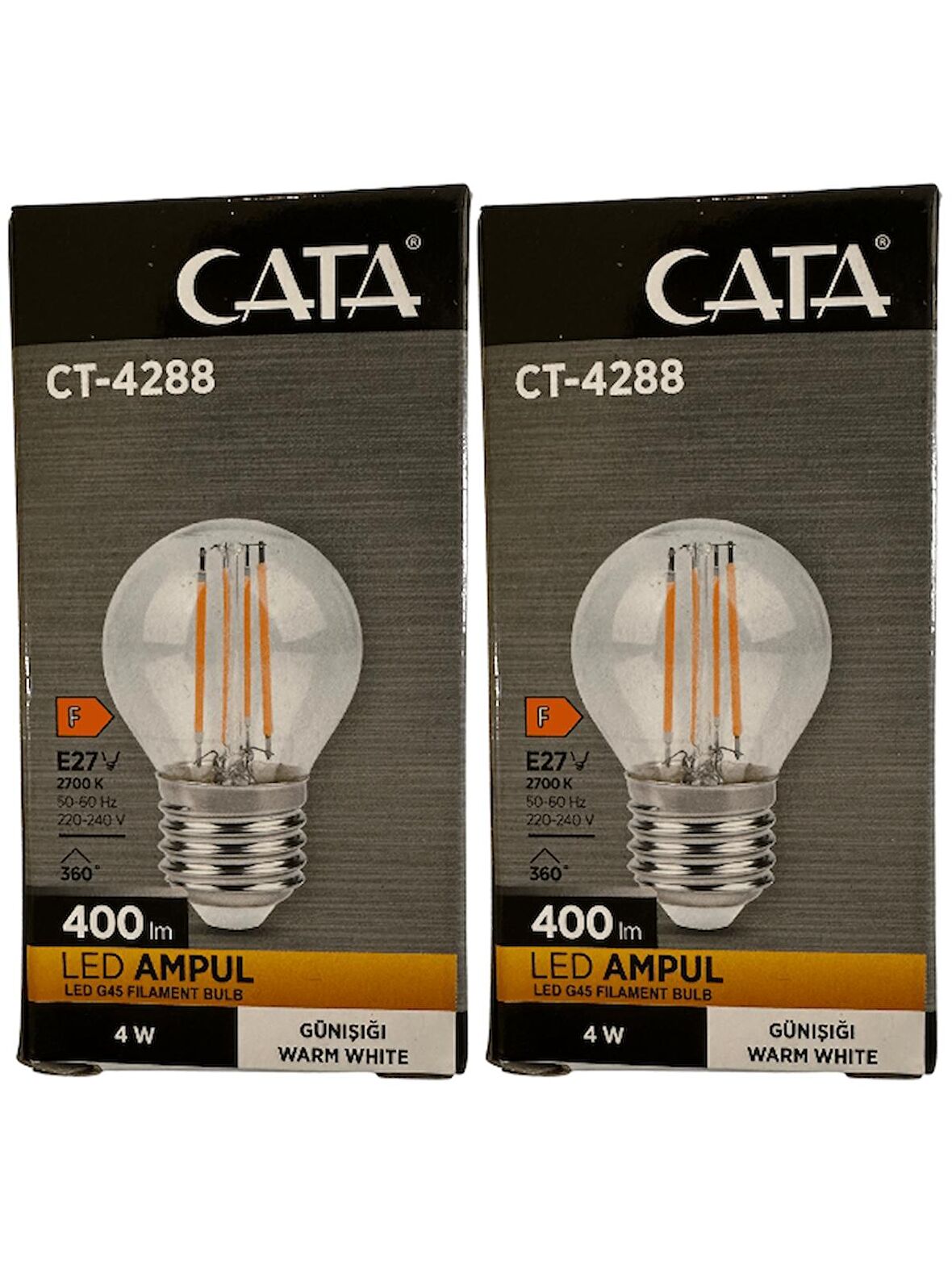 Cata CT-4288 4W 2700K (Günışığı) E27 Duylu Led G45 Filament Ampul (2 Adet)