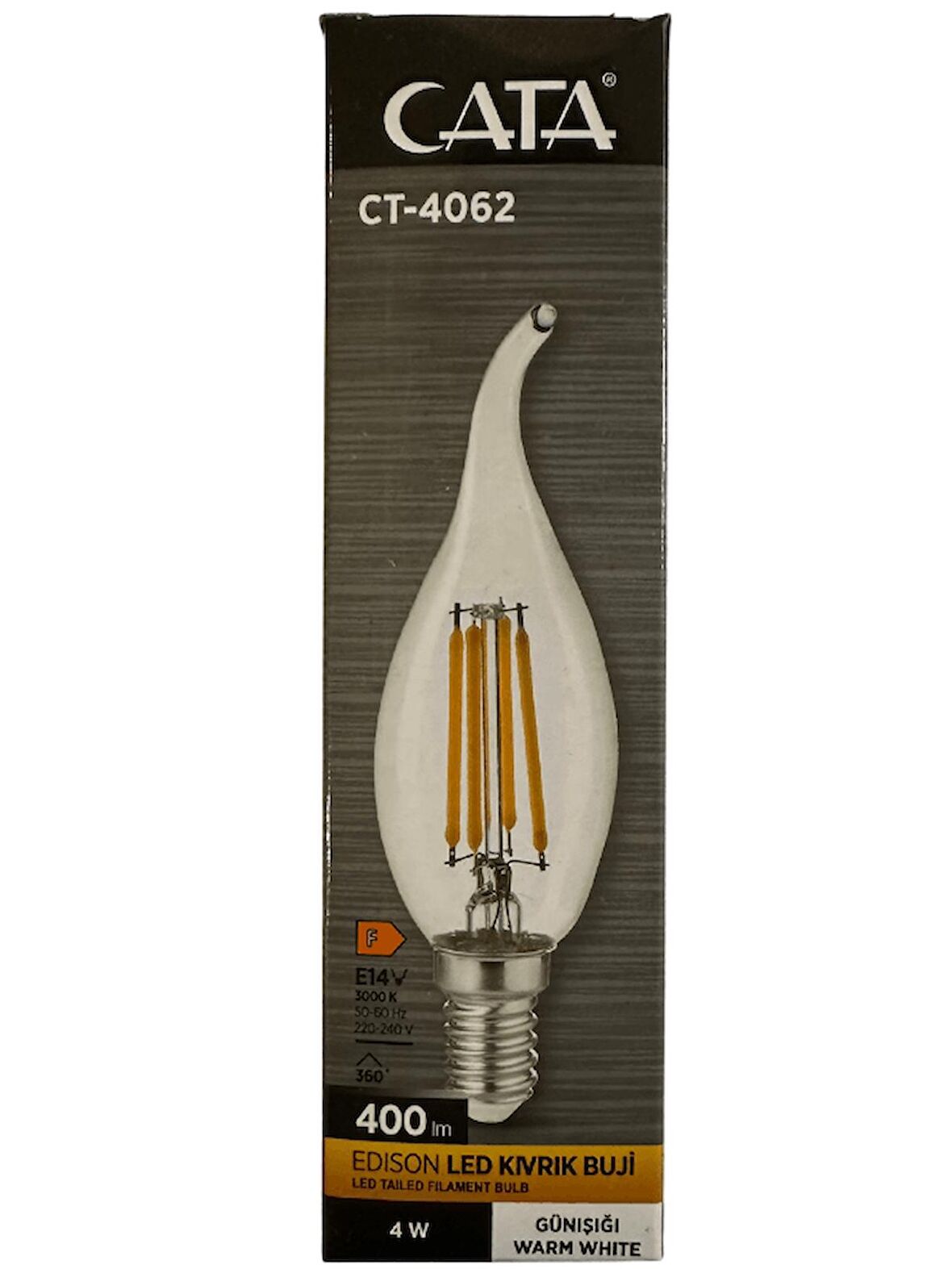 Cata CT-4062 4W 3000K (Günışığı) E14 Duylu Led Kıvrık Buji