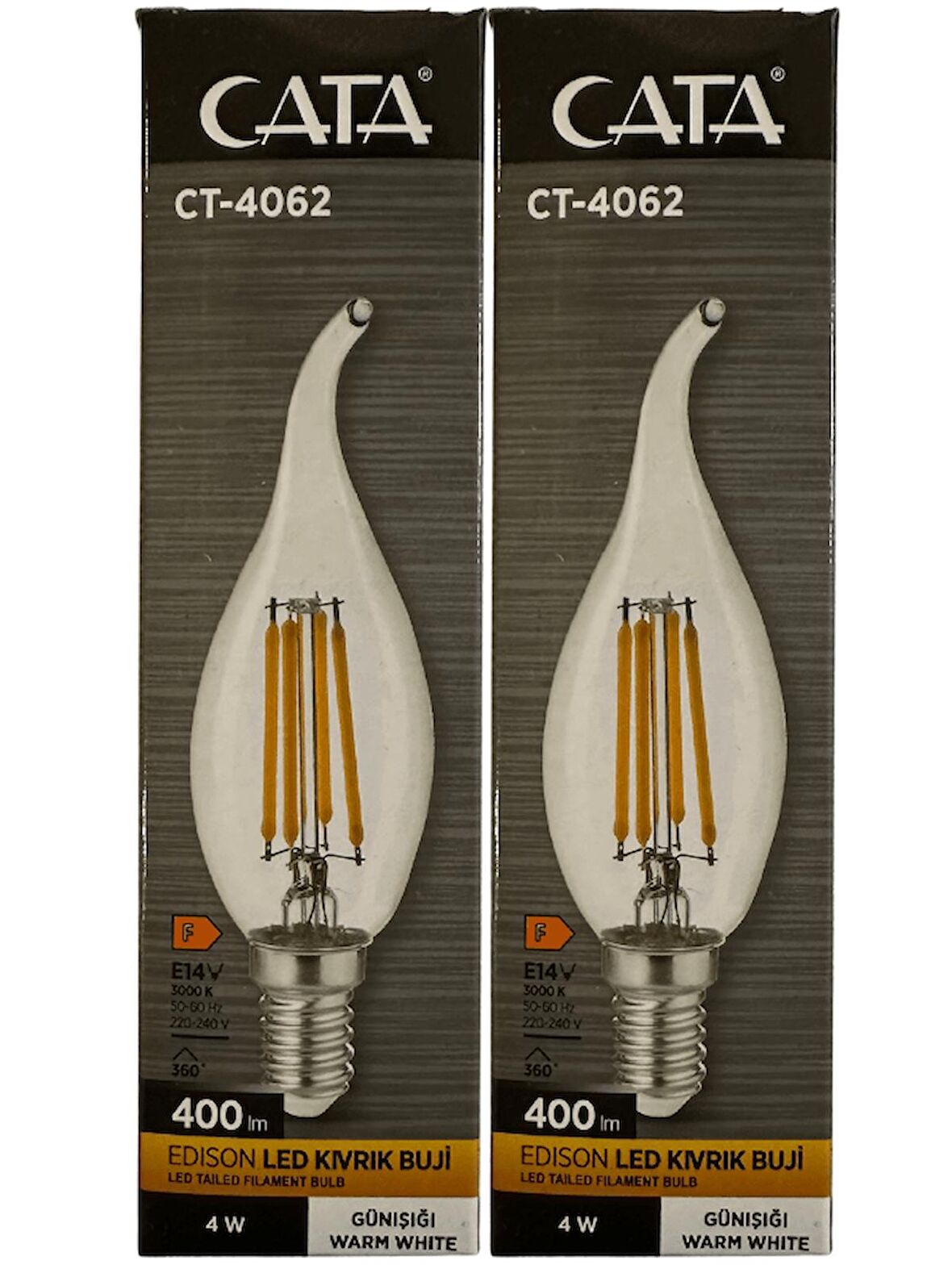 Cata CT-4062 4W 3000K (Günışığı) E14 Duylu Led Kıvrık Buji (2 Adet)