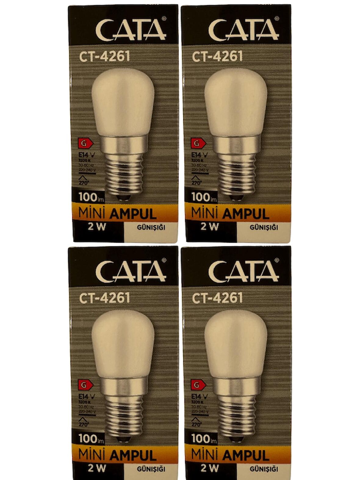 Cata CT-4261 2W 3200K (Günışığı) E14 Duylu Mini Led Ampul (4 Adet)