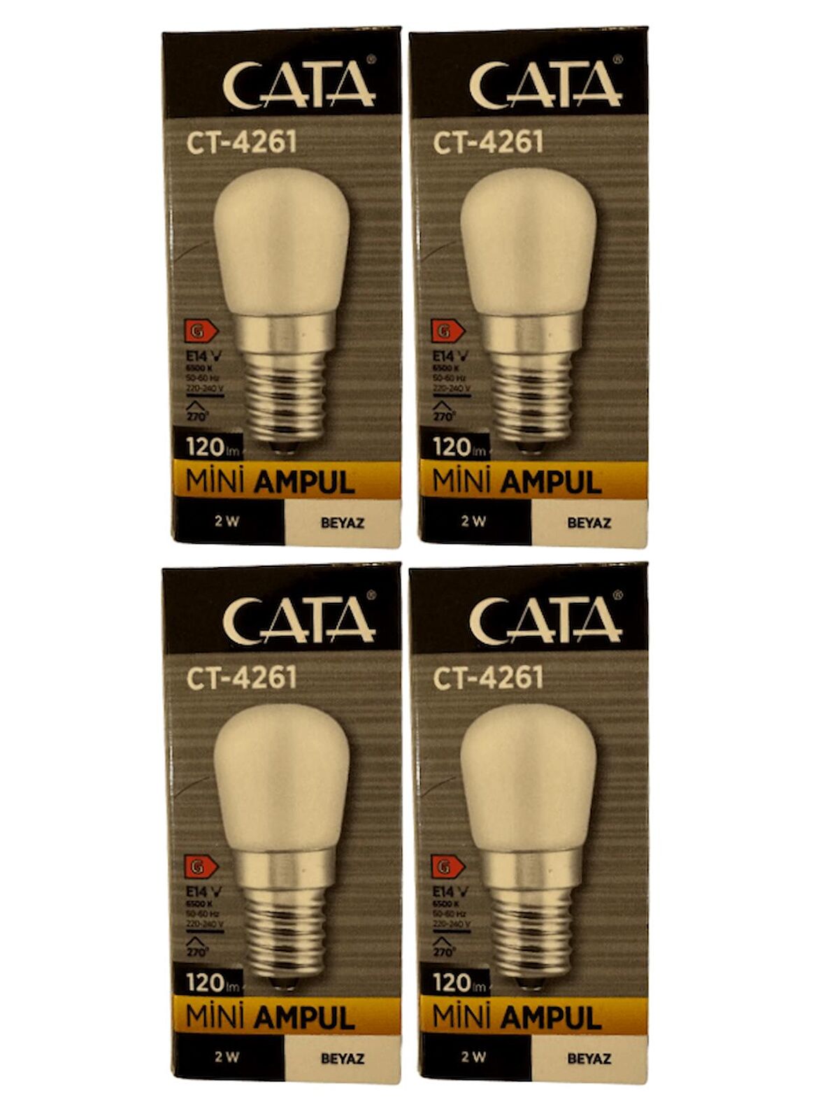 Cata CT-4261 2W 6500K (Beyaz Işık) E14 Duylu Mini Led Ampul (4 Adet)