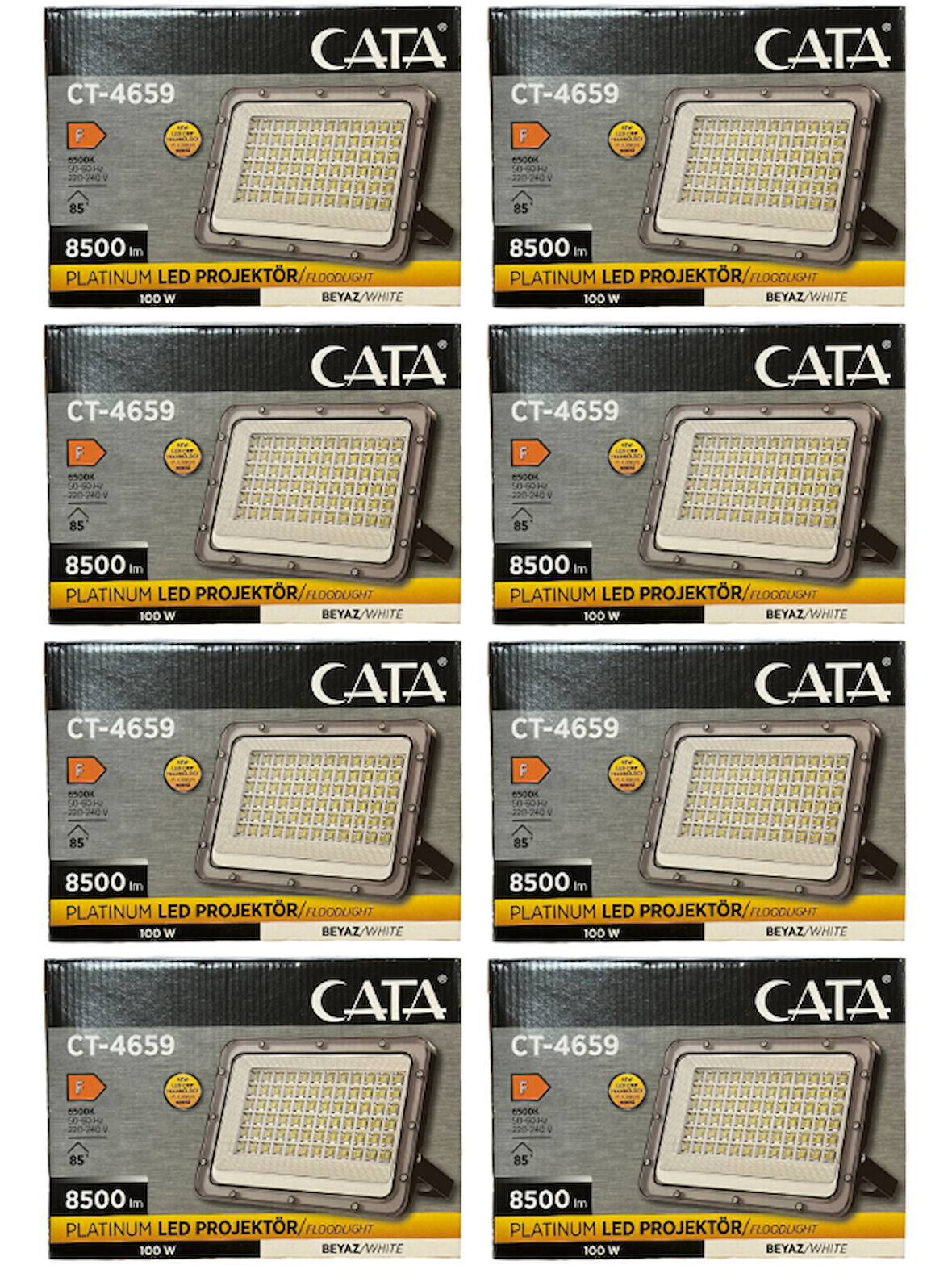 Cata CT-4659 100W 6500K (Beyaz Işık) Led Projektör (8 Adet)