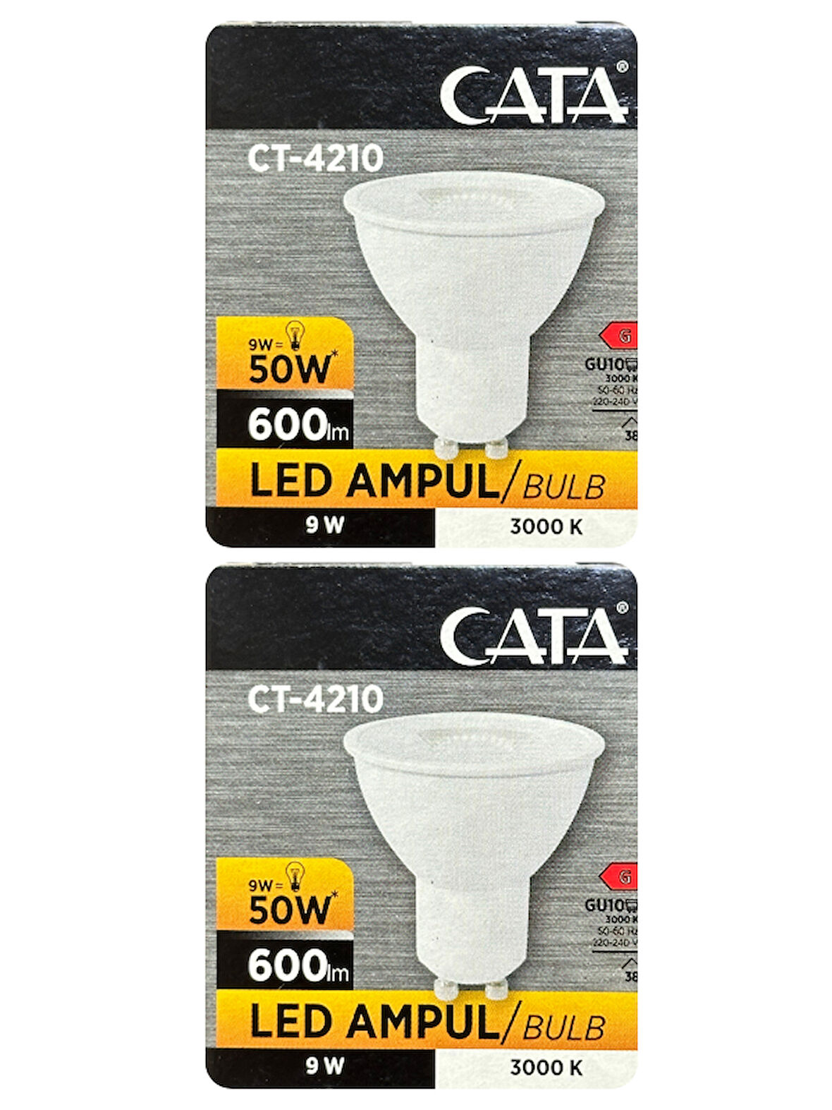 (2 Adet) Cata 9W (50W) Sarı Işık (3000K) Dim Edilebilir GU10 Duylu Led Spot Ampul