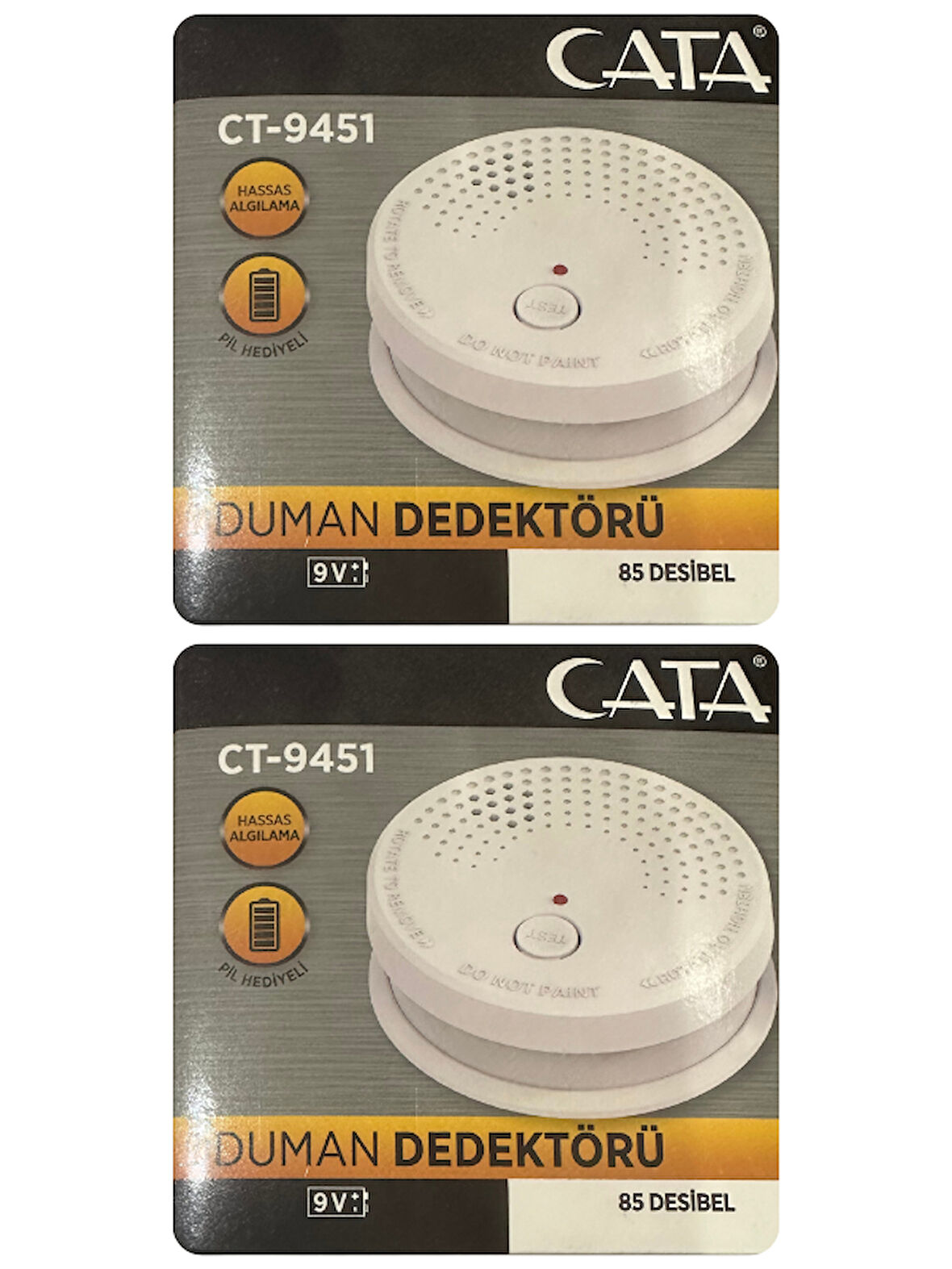 (2 Adet) Cata Pilli Duman Dedektörü Hassas Algılamalı