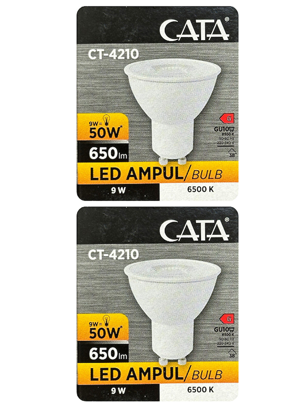 (2 Adet) Cata 9W (50W) Beyaz Işık (6500K) Dim Edilebilir GU10 Duylu Led Spot Ampul