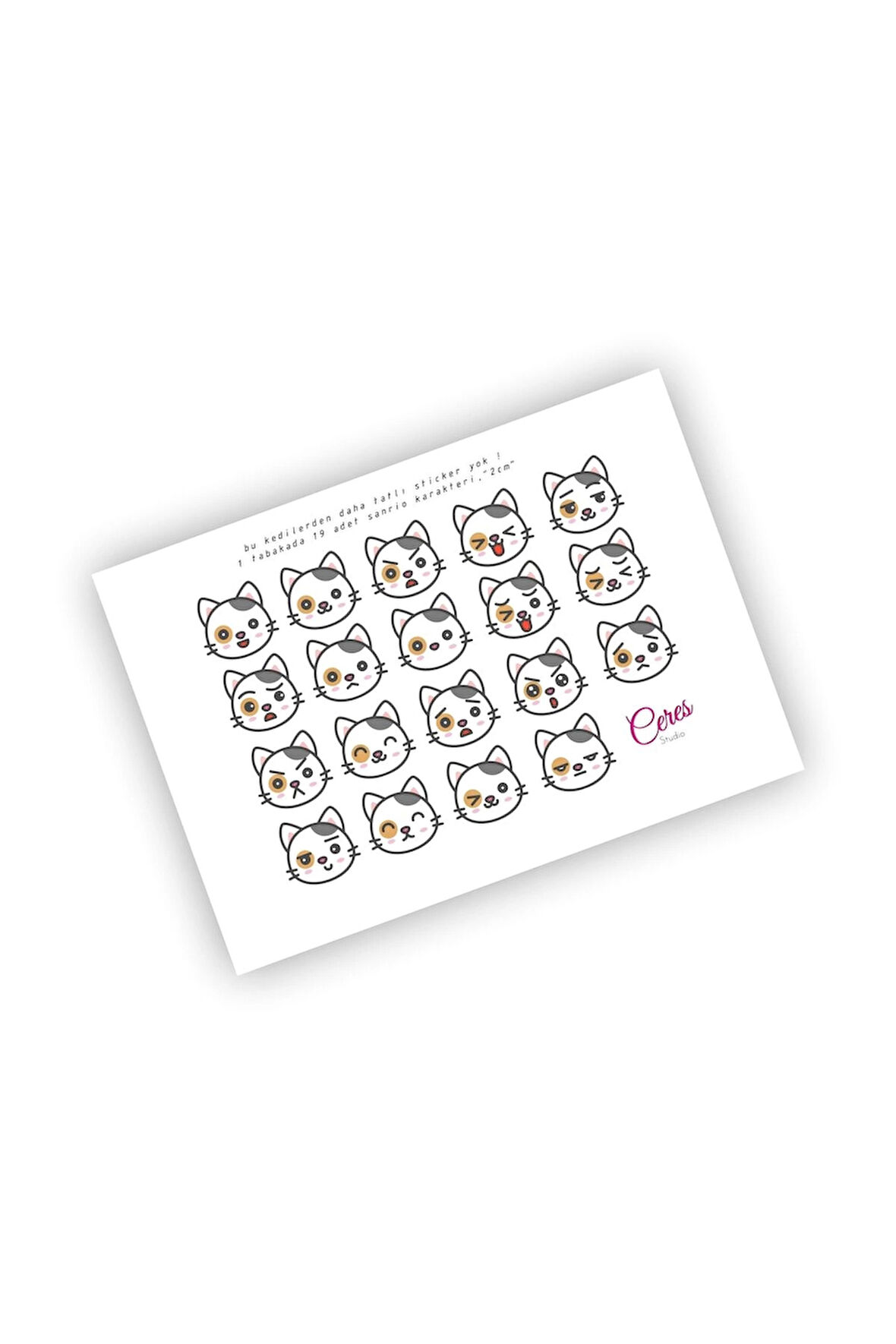 Cat Emoji Sticker Kedi Etiket (2cm)
