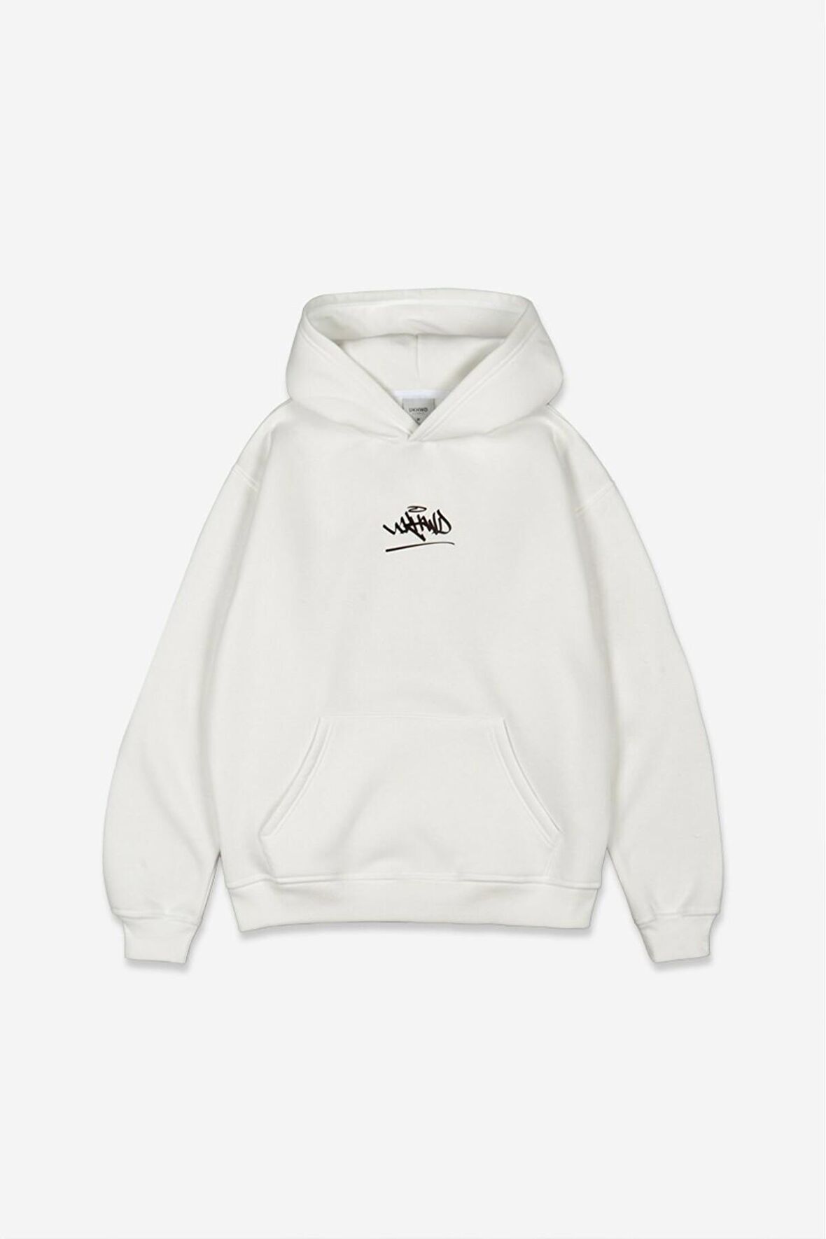 Unisex Ukhwd Baskılı Oversize Kapüşonlu Beyaz Sweatshirt