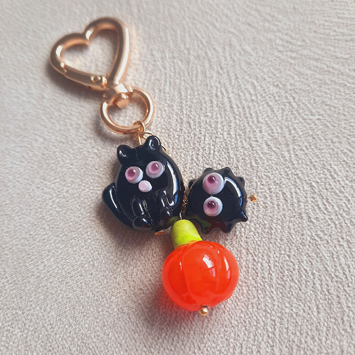 Cadılar Bayramı Kedi Kabak Örümcek Anahtarlık / Çanta Süsü