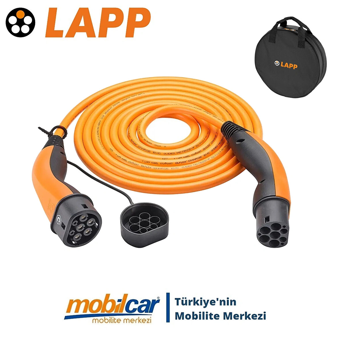 LAPP Helix® Mobilcar Elektrikli Araç Kablosu 5 Metre 22KW 32A Tip2 Şarj Tüm Araçlara Uyumlu