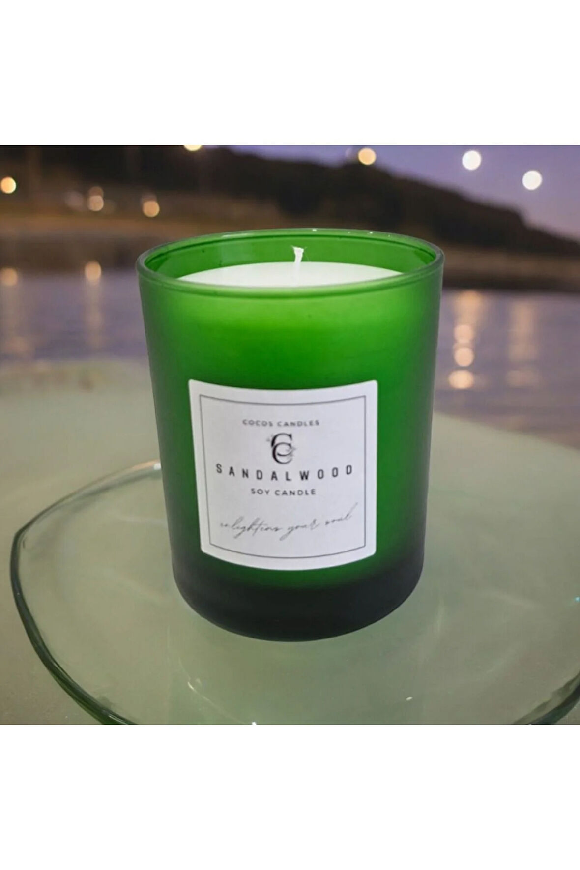 Sandal Kokulu Cam Bardakta %100 Doğal Kokulu Soya Wax Mum (7 cm)