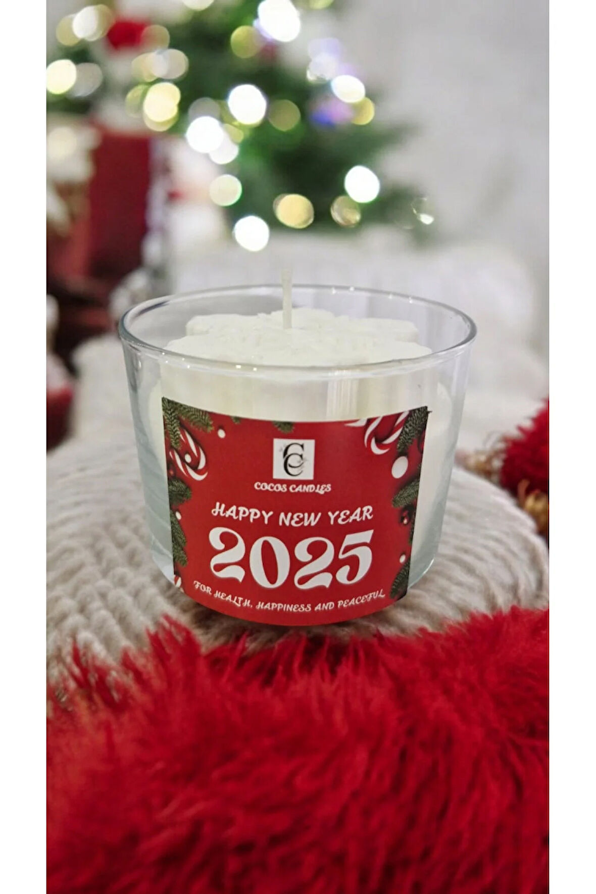 Yılbaşı Mum - Cam Bardakta Kar Tanesi