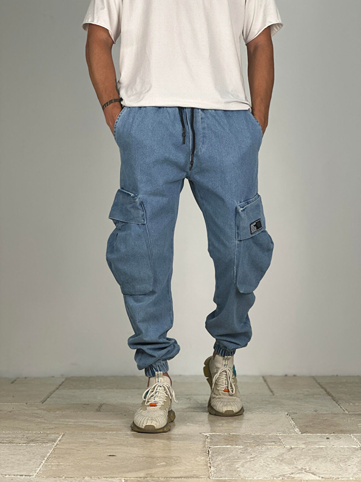 Premium Kalite Büyük Cepli Mavi Jogger Pantolon