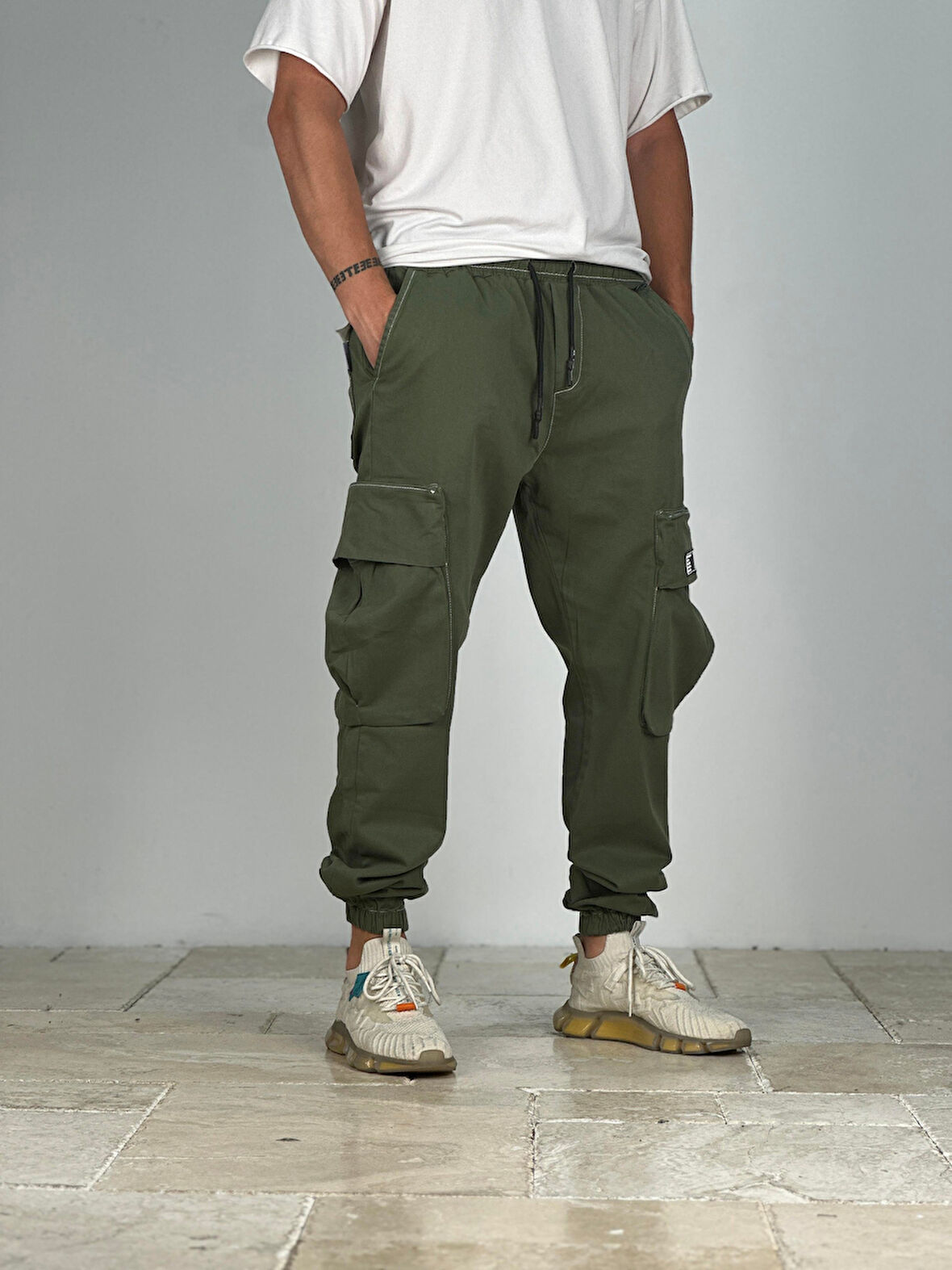 Premium Kalite Büyük Cepli Yeşil Jogger Pantolon