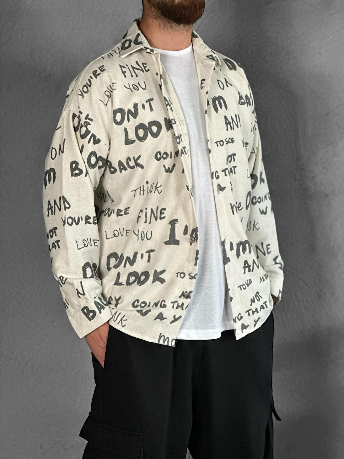 Gabardin Kumaş Love Spor Gömlek