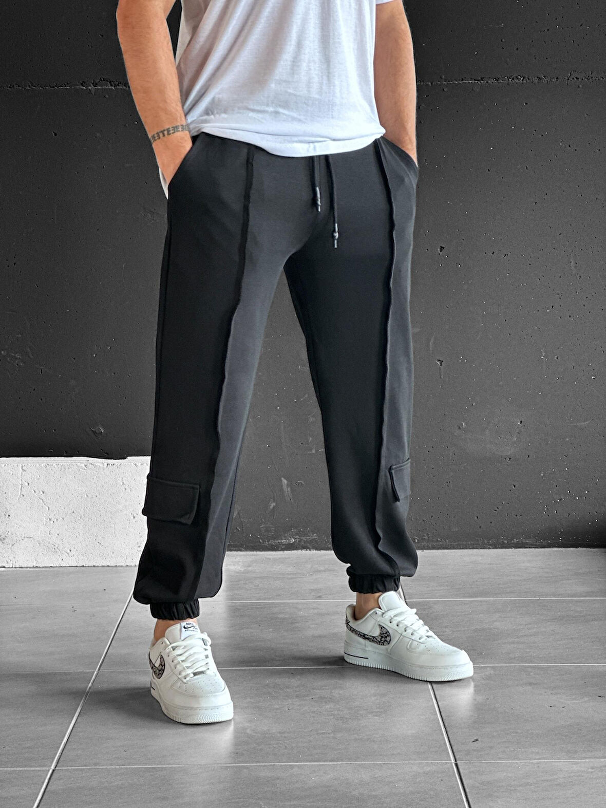 Diz Cep Detaylı Çimalı Jogger Pantolon