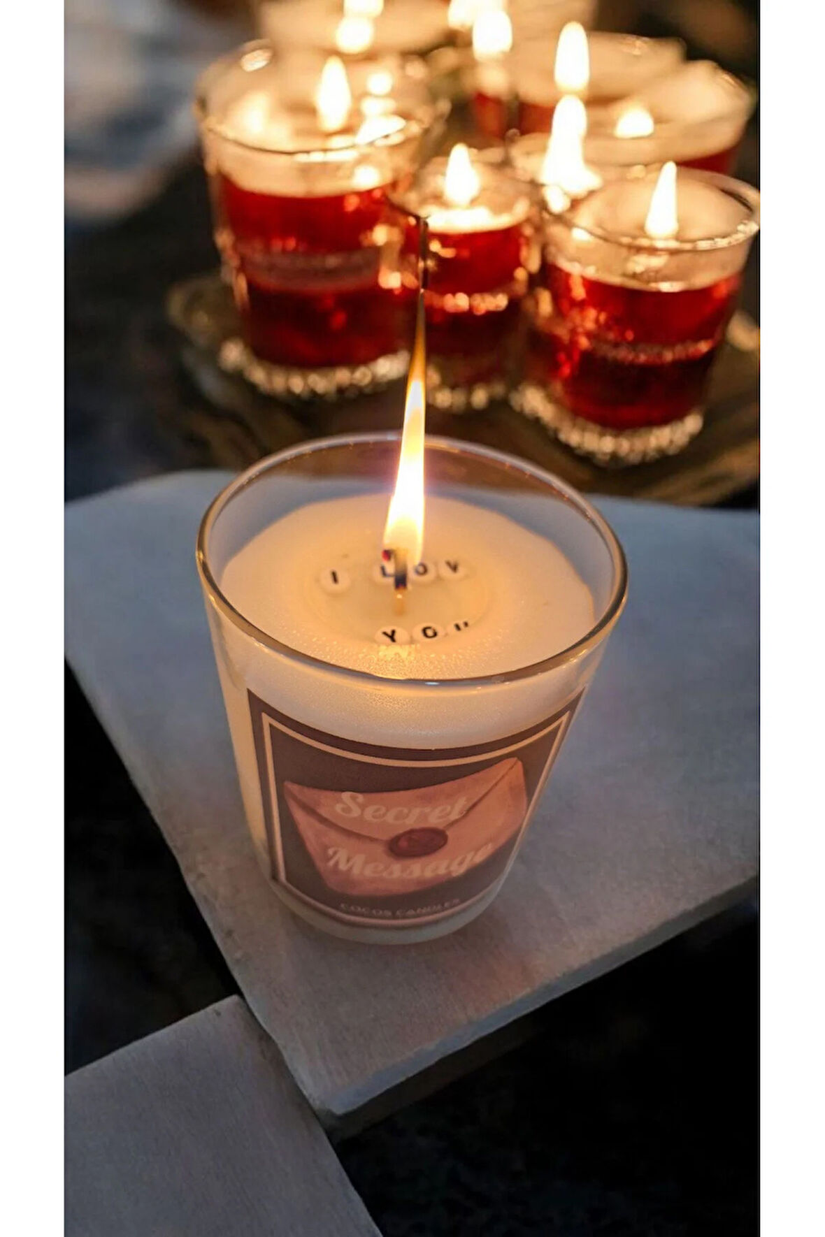 Seni Seviyorum Gizli Mesajlı Lavanta Kokulu %100 Doğal Soya Mum