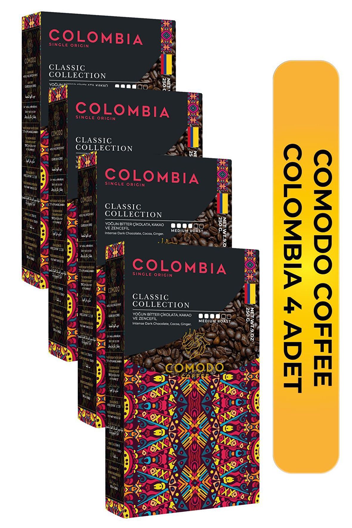 Comodo Coffee Colombia Classic Selection Filtre-Çekirdek Kahve 4x250 gr