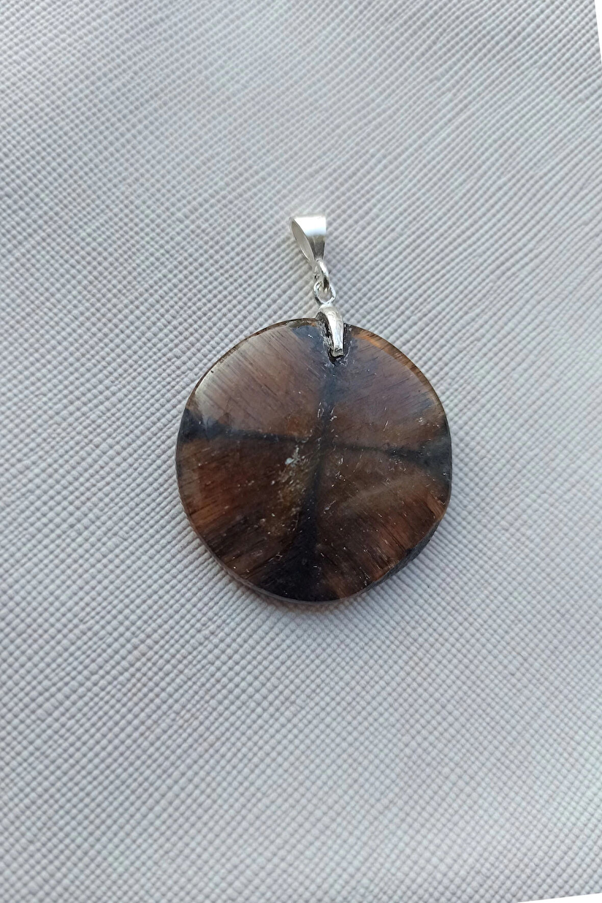 Çiyastolit (Chiastolite) Haç Taşı Kolye Ucu Gümüş Malzemeli C2-510