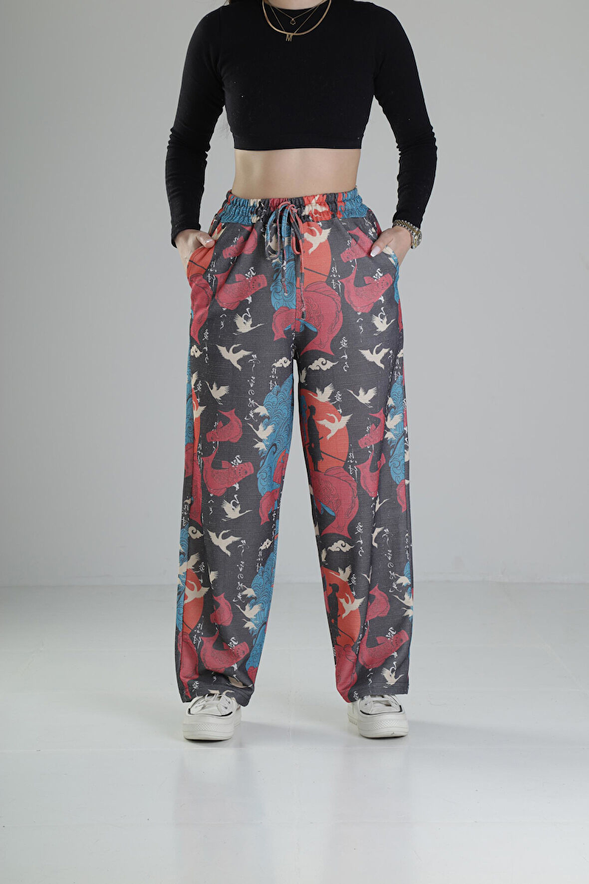 Etnik Desenli Baggy Pantolon