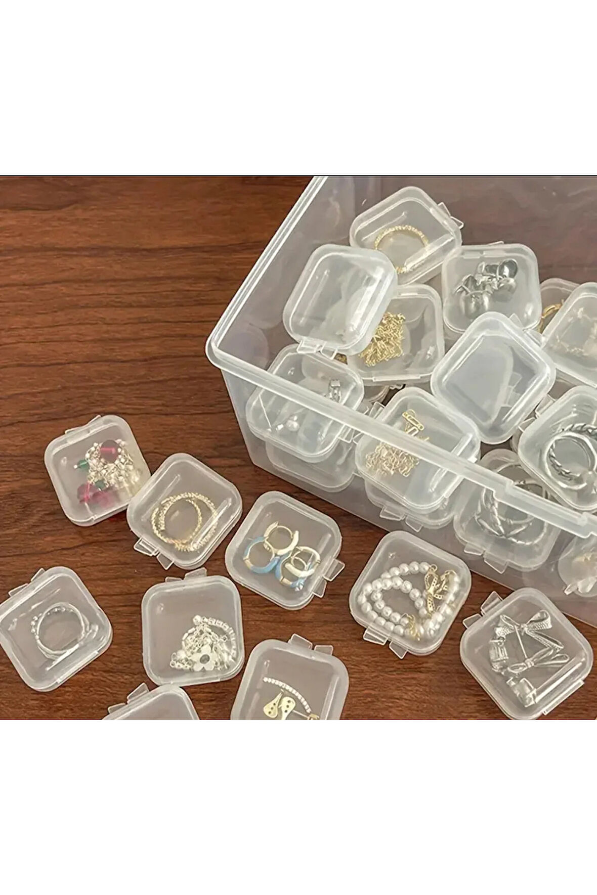 Mini Şeffaf Takı Saklama Kutusu 3,5cm x 3,5cm (5’li)