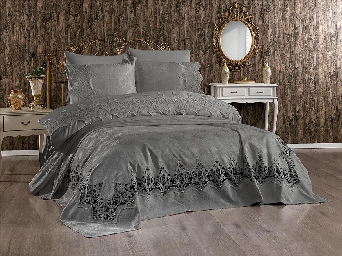 Çeyiz Diyarı Stella Çift Kişilik Pike Takımı Gri