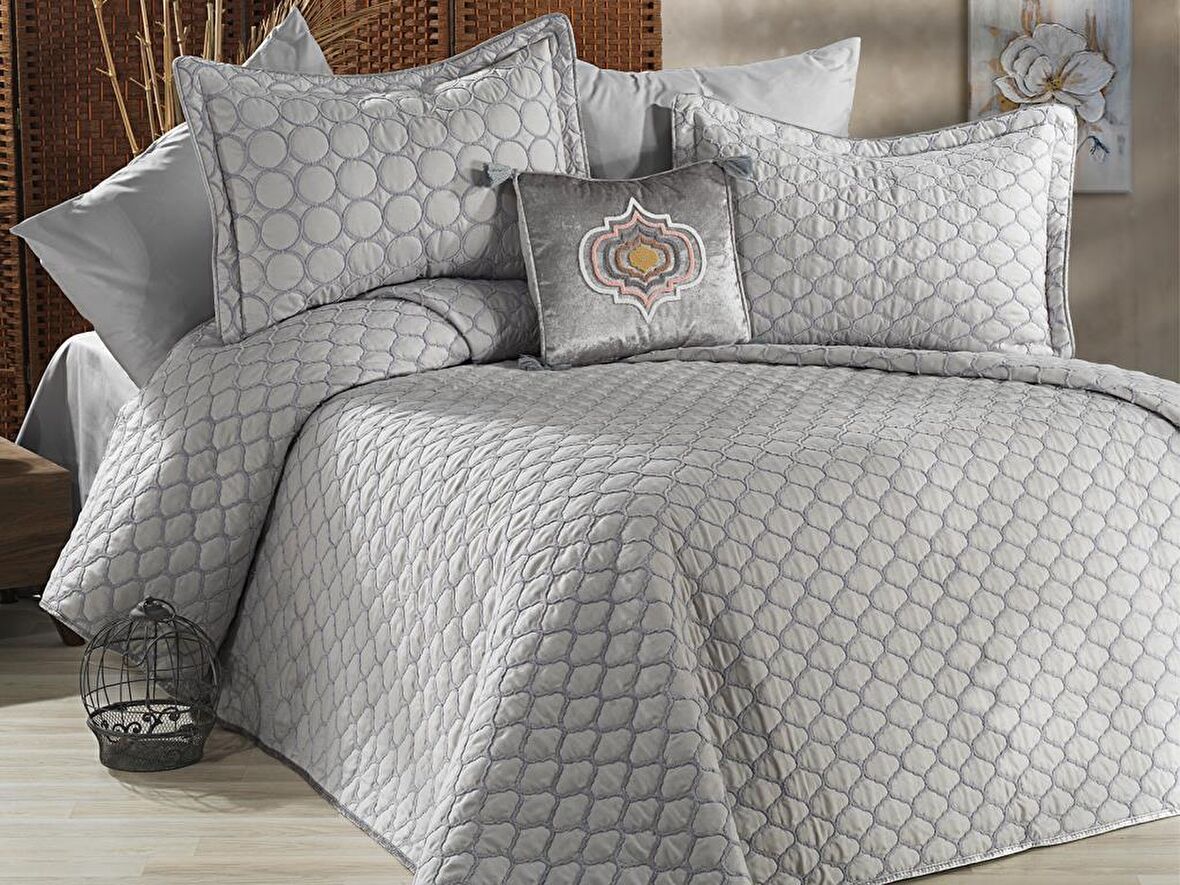 Melodie Çift Kişilik Yatak Örtüsü 4 Gri