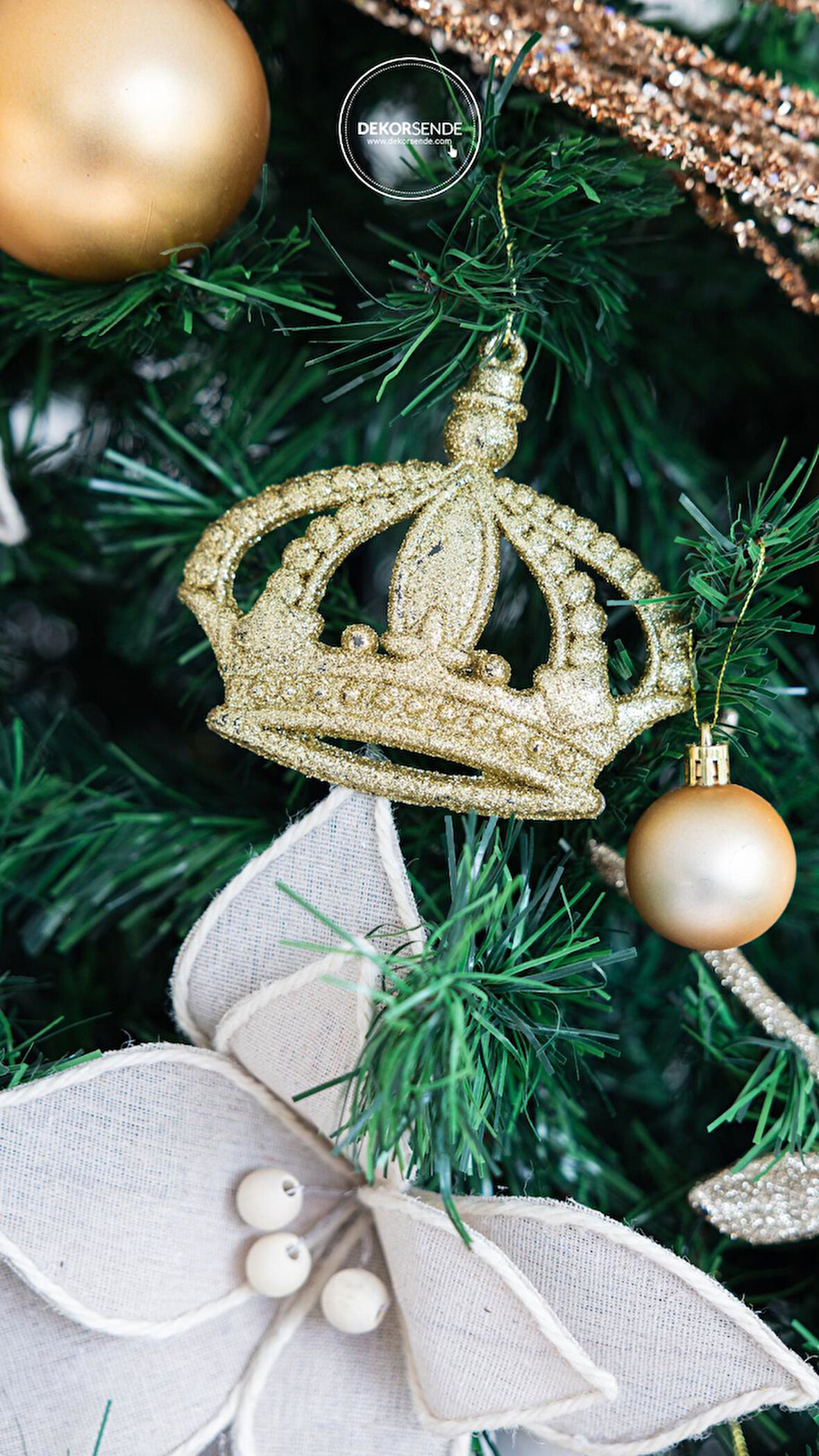 Yılbaşı Süsü Simli Taç Model Altın 13 cm