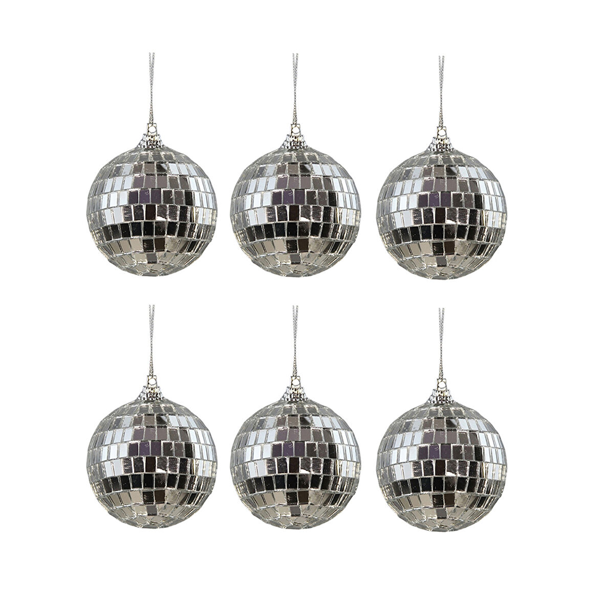 Yılbaşı Süsü Disko Topu Gümüş 6'lı 6 cm