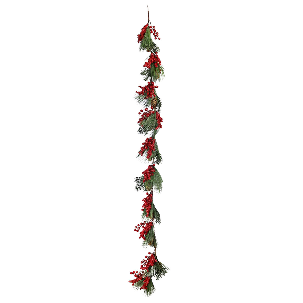 Yılbaşı Süsü Berryli Kozalaklı Garland Kırmızı 175 cm