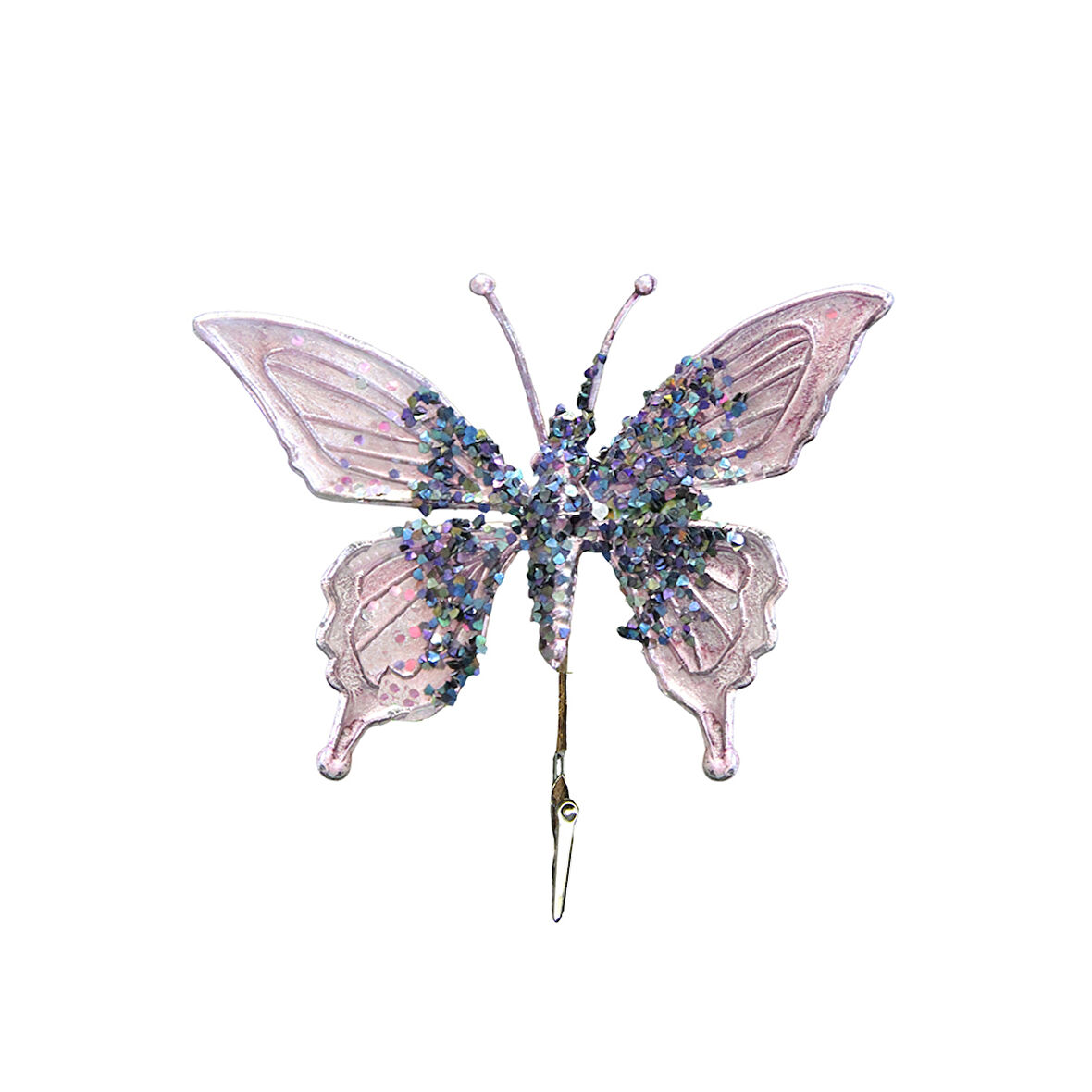 Yılbaşı Süsü Klipsli Kelebek Mor 18 cm