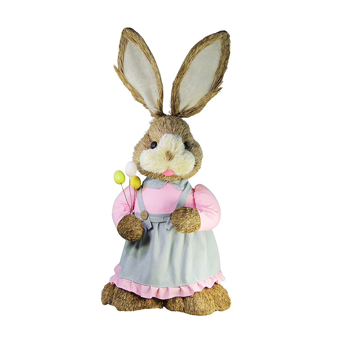 Hasır Paskalya Yumurta Tutan Kız Tavşan 100 cm
