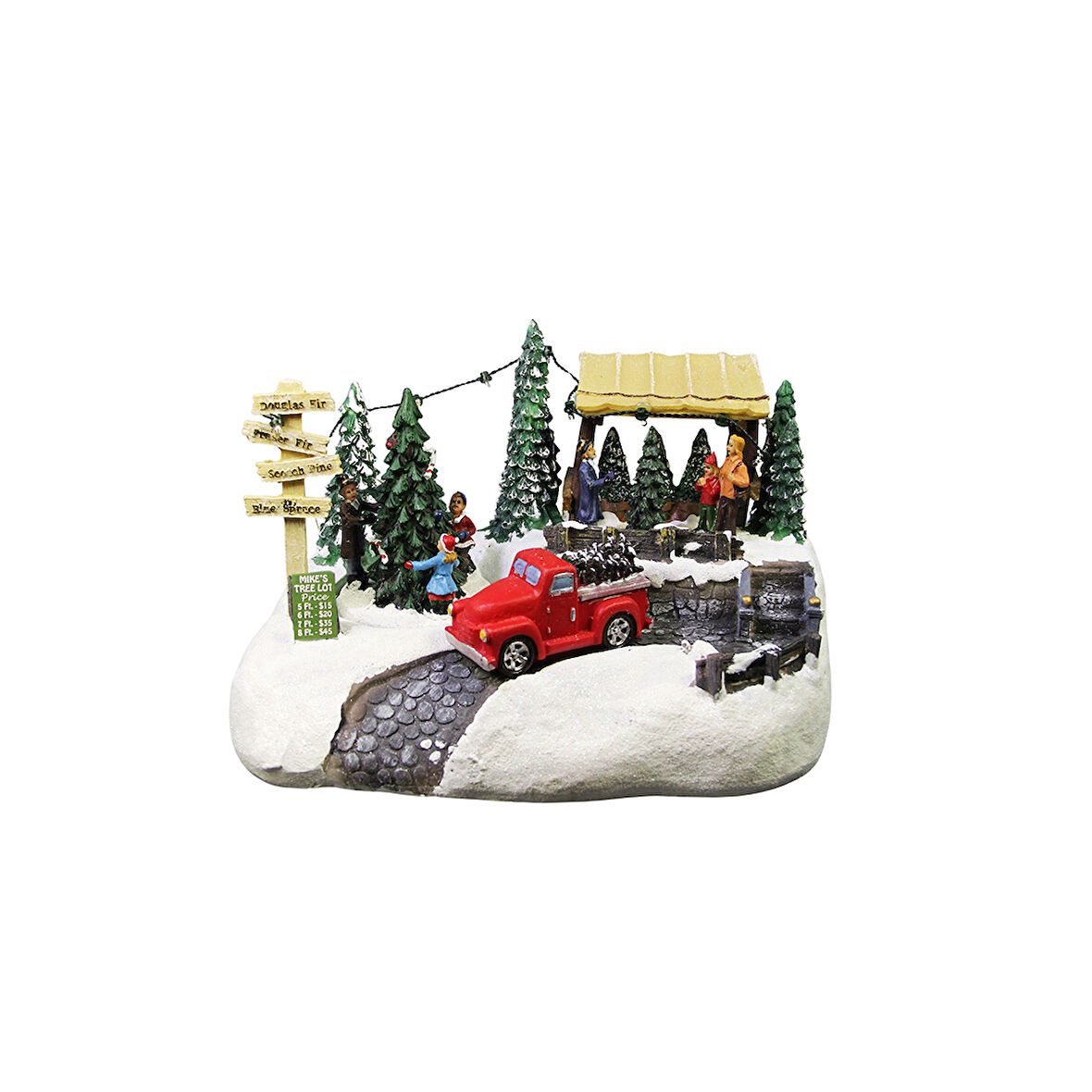 Yılbaşı Temalı Müzikli ve Işıklı Noel Köyü Antik Kırmızı Kamyon Biblo 24 cm