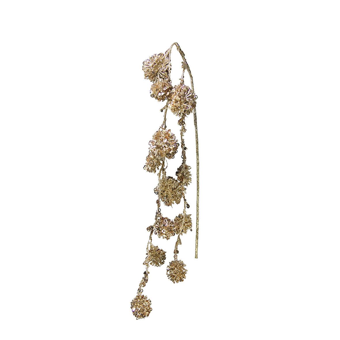 Yılbaşı Süsü Simli Pullu Ponpon Sarkıt Şampanya 110 cm